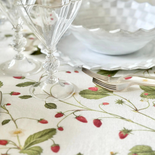 Summerill & Bishop Fraises De Bois Linen Tablecloth