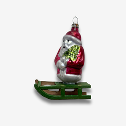 Nostalgic Santa on Paper Sled Ornament