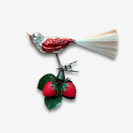 Nostalgic Bird with Strawberries Clip-on Ornament