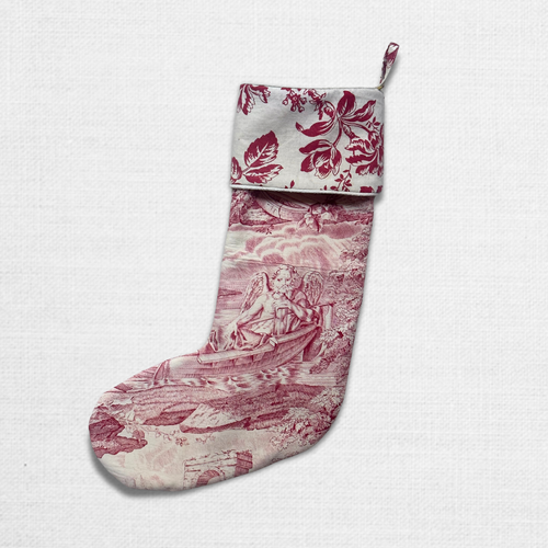 Custom One-of-a-Kind 19th Century French Toile Stocking