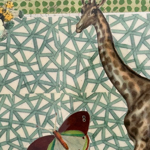 One of a Kind Collaged Giraffe Mat (#607)