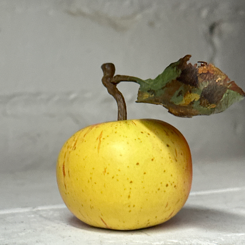 Porcelain Yellow Cox Windfall Apple with Leaf