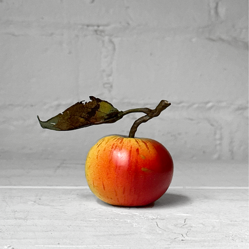 Porcelain Yellow Cox Windfall Apple with Leaf