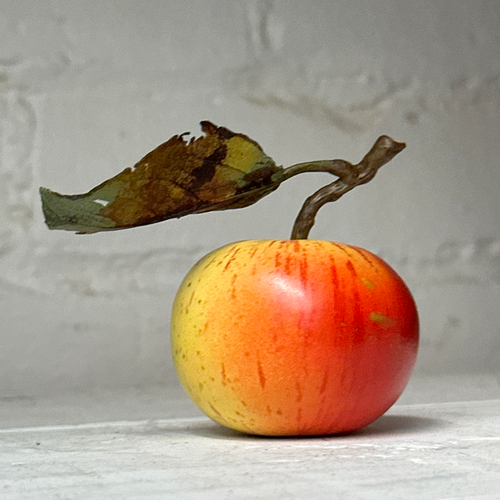 Porcelain Yellow Cox Windfall Apple with Leaf