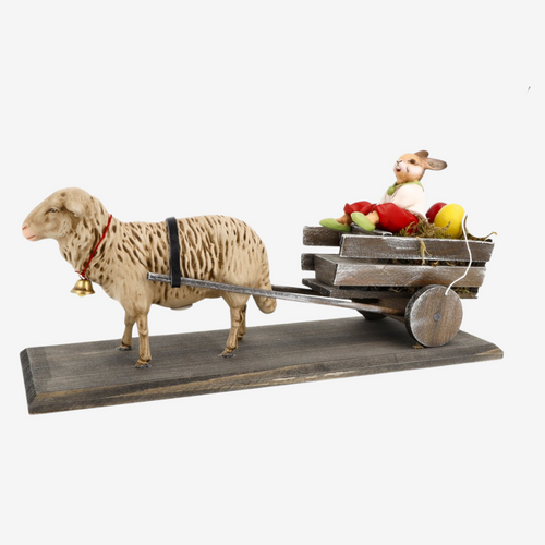 Sheep and Bunny with Easter Cart