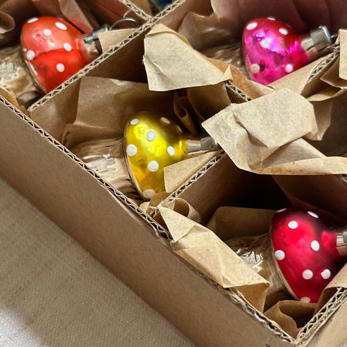 Nostalgic Set of 6 Mini Mushroom Ornaments