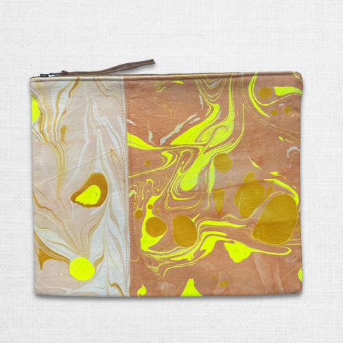 Hand Marbled One of a Kind Large Zipper Pouch (#04)