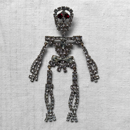 Skeleton Glass Crystal Brooch