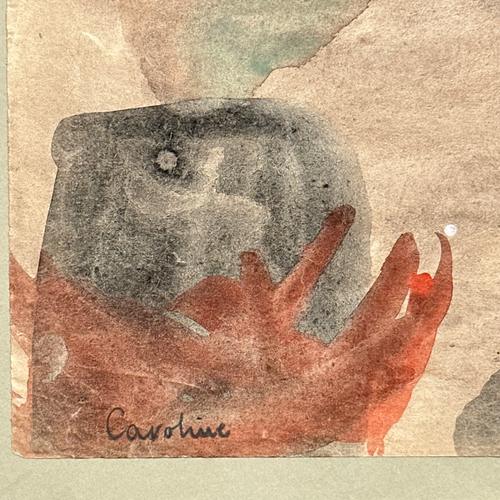Early 20th-century Framed Naïve Watercolor Illustration by Caroline Thompson