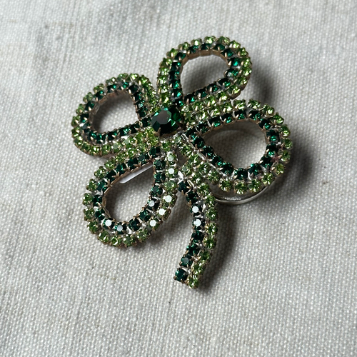 Clover 1 Glass Crystal Brooch