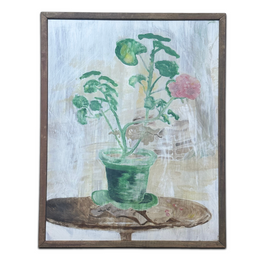 20th-century USA Still Life Painting "Geranium with Oak Leaf" by Clementine Collum