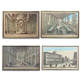 Set of 4 Framed 18th-century French "Vue d'Optique" Prints