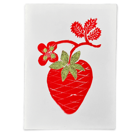 Block Printed Strawberry Folded Card