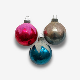 Set of 3 Vintage Multicolor Round Ornaments