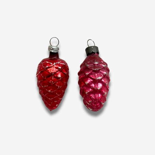 Set of 2 Oval Pinecone Ornaments