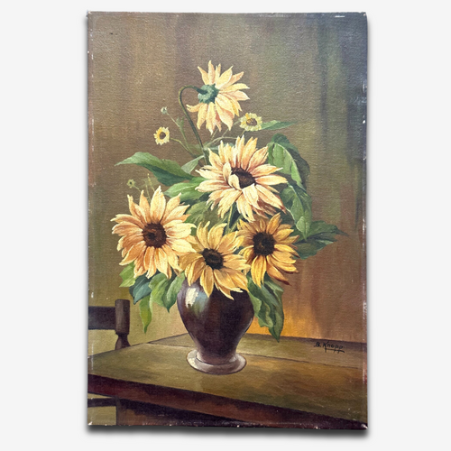 Early 20th Century Dutch Sunflower Still Life Painting