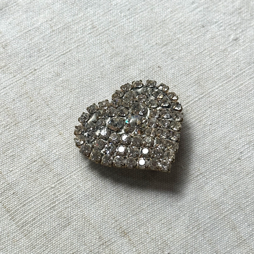 Silver Heart Crystal Brooch