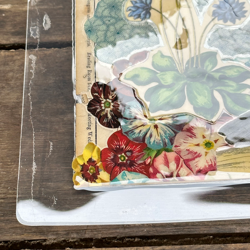 One of a Kind Collaged Birds & Flowers Mat (2-14)