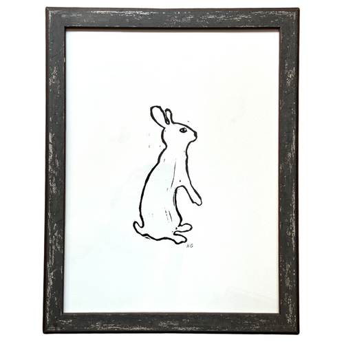 "Bunny 2" in an Hand Painted Custom Grey Frame