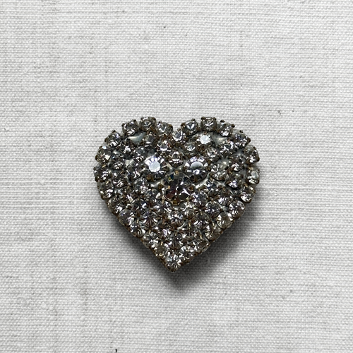 Silver Heart Crystal Brooch