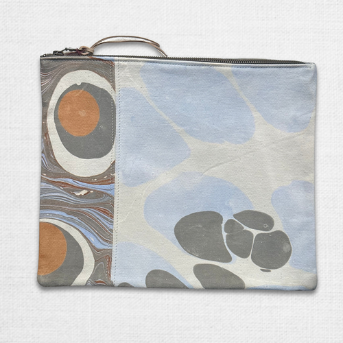 Hand Marbled One of a Kind Large Zipper Pouch (#05)