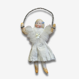 Nostalgic Cotton Jump Rope Girl with Porcelain Head Ornament