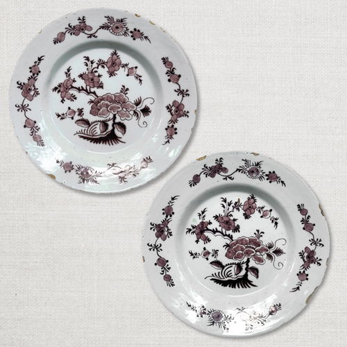 Pair of 18th Century Delft Plates