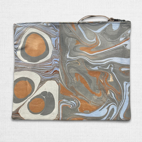 Hand Marbled One of a Kind Large Zipper Pouch (#05)