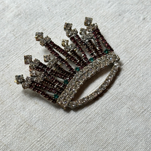 Crown 3 Glass Crystal Brooch