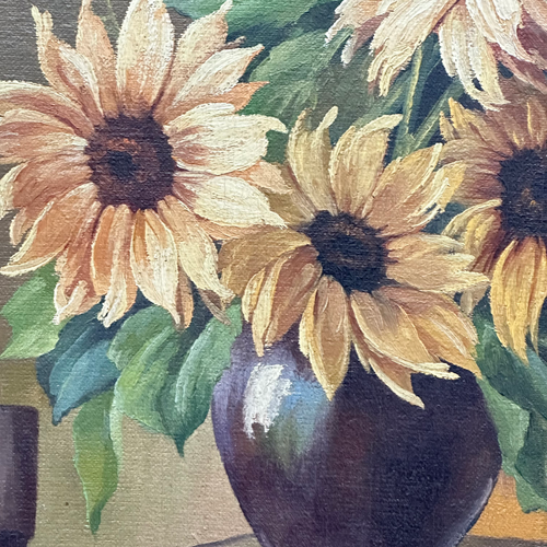 Early 20th Century Dutch Sunflower Still Life Painting