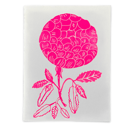 Block Printed Neon Pink Flower Folded Card