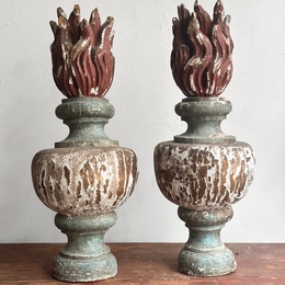 Pair of 19th-century French Architectural Flame Finial Elements