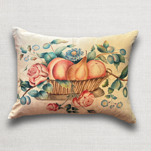 Custom 19th Century Velvet Folk Art Painting Pillow