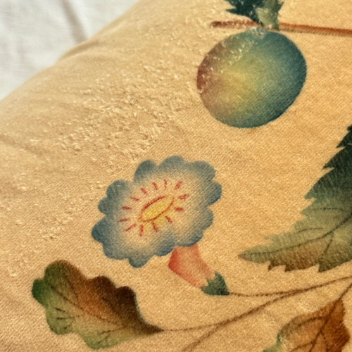 Custom 19th Century Velvet Folk Art Painting Pillow