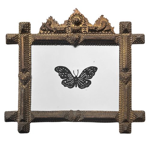 "Butterfly" in a Vintage Tramp Art Frame