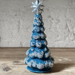 Papier-Mâché XL Blue Frost Beaded Tree