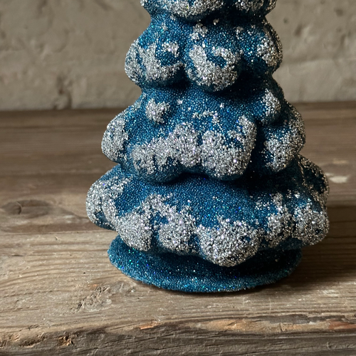 Papier-Mâché XL Blue Frost Beaded Tree