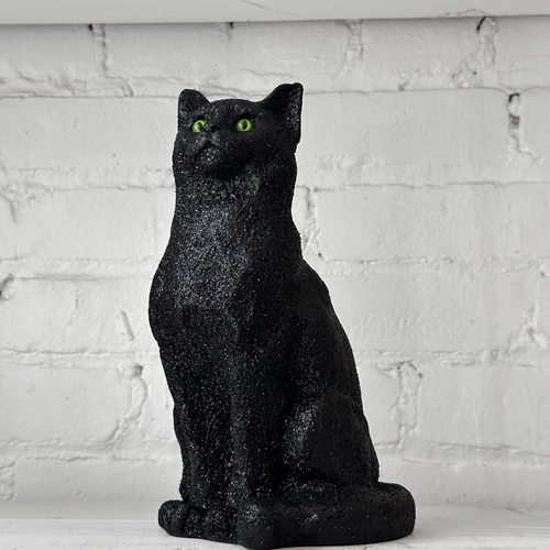 Black Glitter Cat Sitting