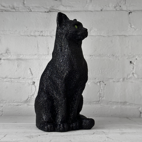 Black Glitter Cat Sitting