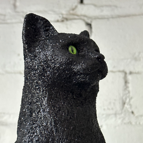 Black Glitter Cat Sitting