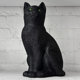 XL Black Glitter Cat Sitting