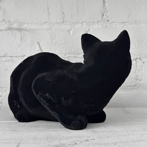 Flocked Black Resting Cat