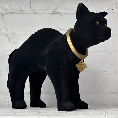 Flocked Black Bobble Head Black Cat