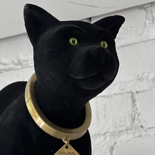 Flocked Black Bobble Head Black Cat