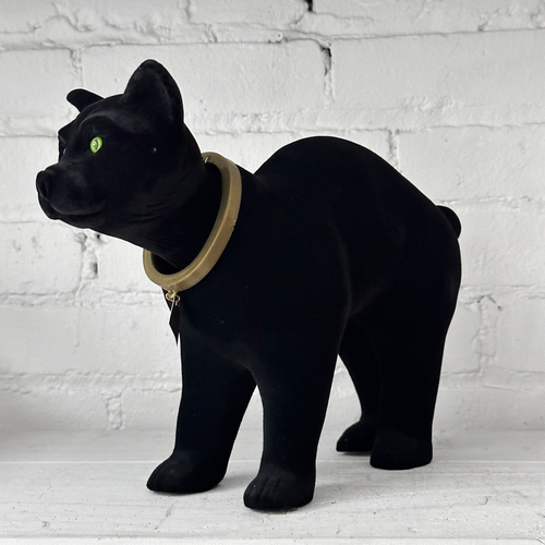 Flocked Black Bobble Head Black Cat