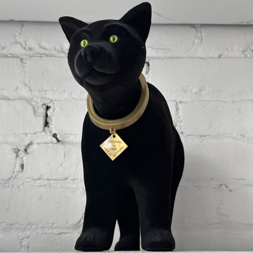 Flocked Black Bobble Head Black Cat