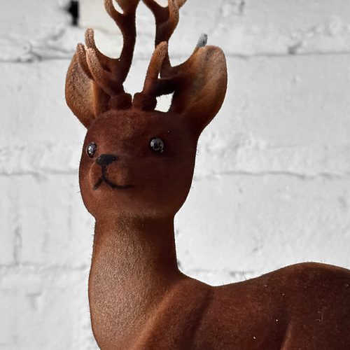 Small Flocked Brown Reindeer