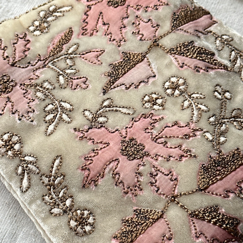 Alice Embroidered Silk Velvet Cross Body Bag in Ivory