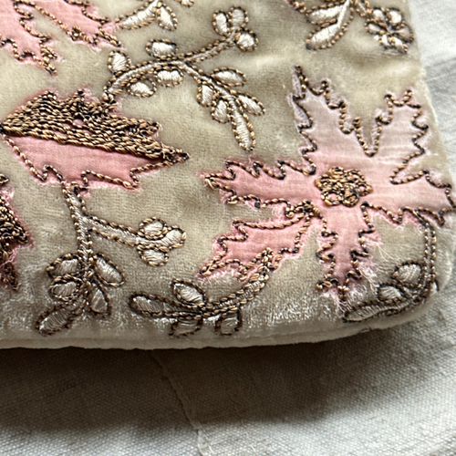 Alice Embroidered Silk Velvet Cross Body Bag in Ivory