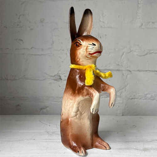 Papier-Mâché Large Upright Rabbit with Yellow Neck Tie